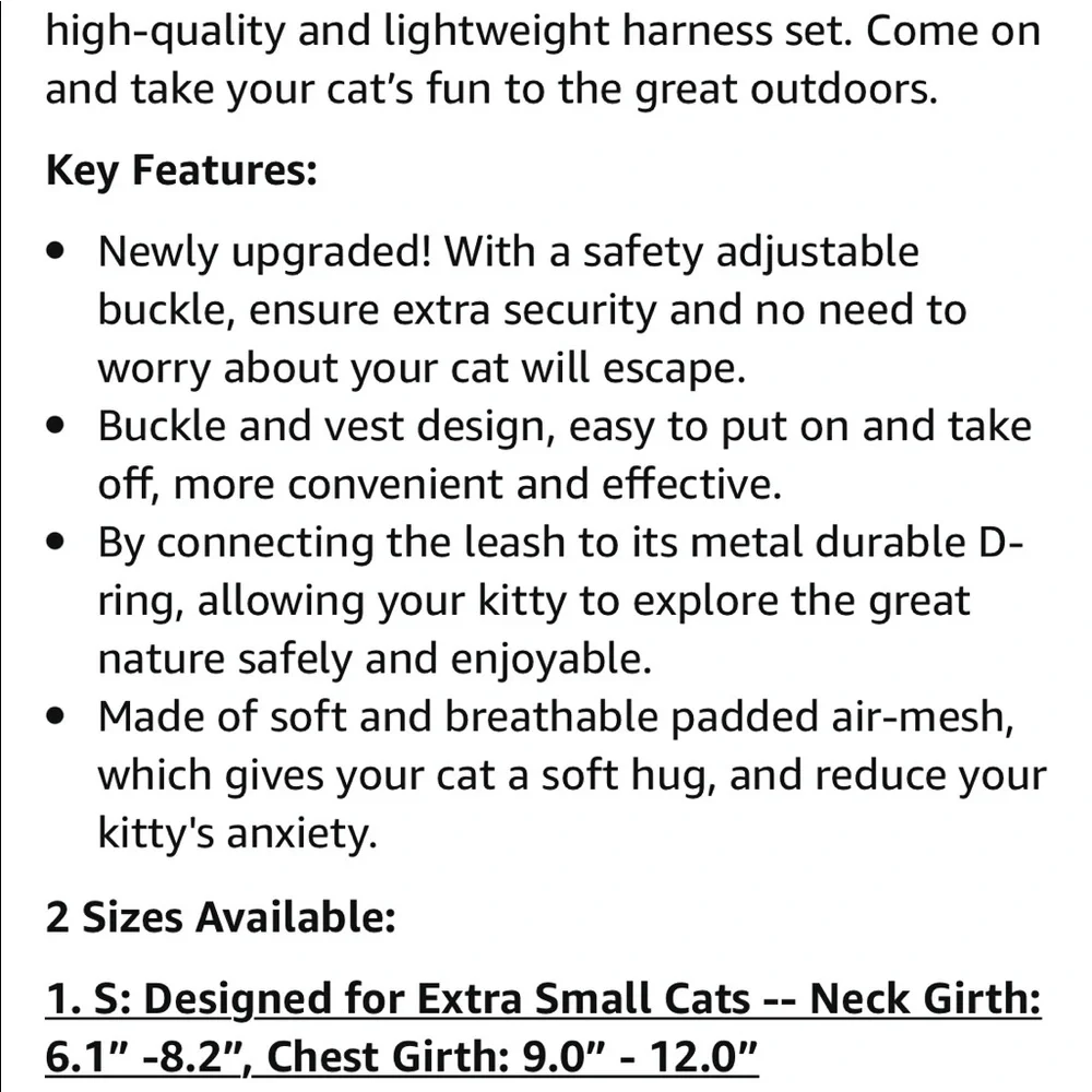 Pet Harness size small